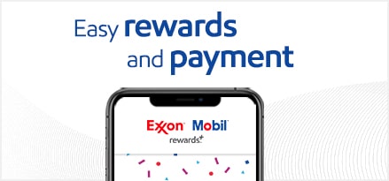 iPhone with Exxon Mobil Rewards+ gas app to find premium gas near me